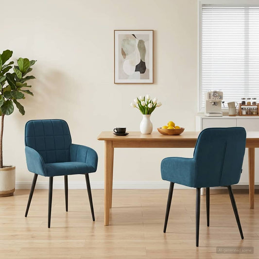 vidaXL Καρέκλες φαγητού 2 pcs Βελούδο Μπλε 57 x 50 x 85 εκ.