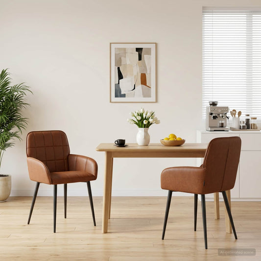 vidaXL Καρέκλες φαγητού 2 pcs Τεχνητό Δέρμα Καφέ 57 x 50 x 85 εκ.