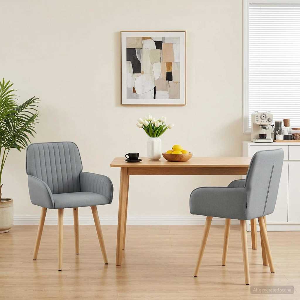vidaXL Καρέκλες φαγητού 2 pcs Ύφασμα Ανοιχτό γκρι 56,5 x 50 x 87,5 εκ.