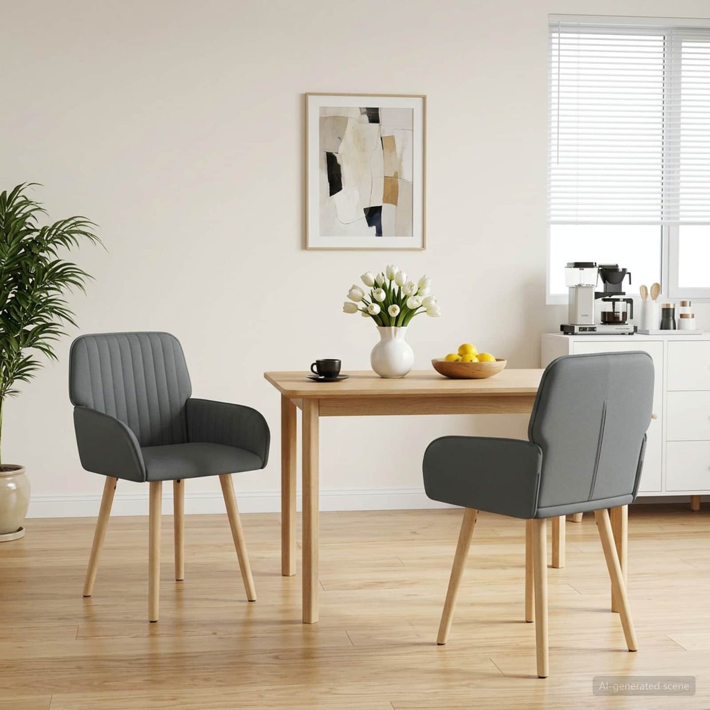 vidaXL Καρέκλες φαγητού 2 pcs Ύφασμα Σκούρο Γκρι 56,5 x 50 x 87,5 εκ.