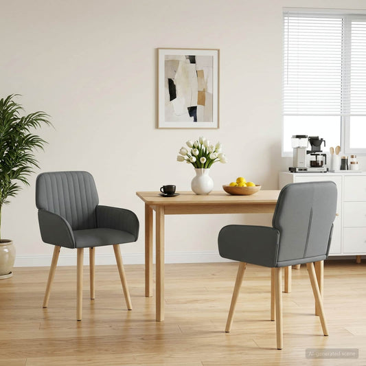 vidaXL Καρέκλες φαγητού 2 pcs Ύφασμα Σκούρο Γκρι 56,5 x 50 x 87,5 εκ.