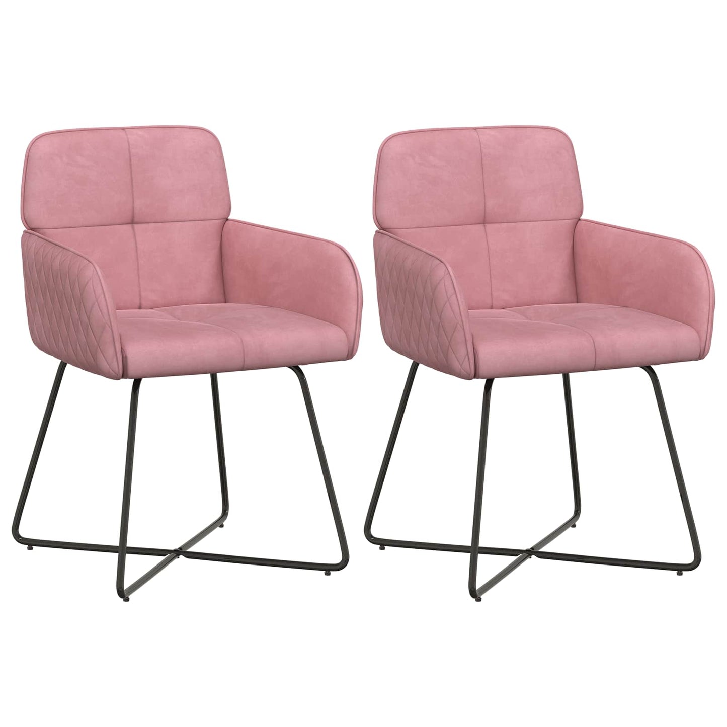 vidaXL Καρέκλες φαγητού 2 pcs Βελούδο Ροζ 59 x 56,5 x 86 εκ.