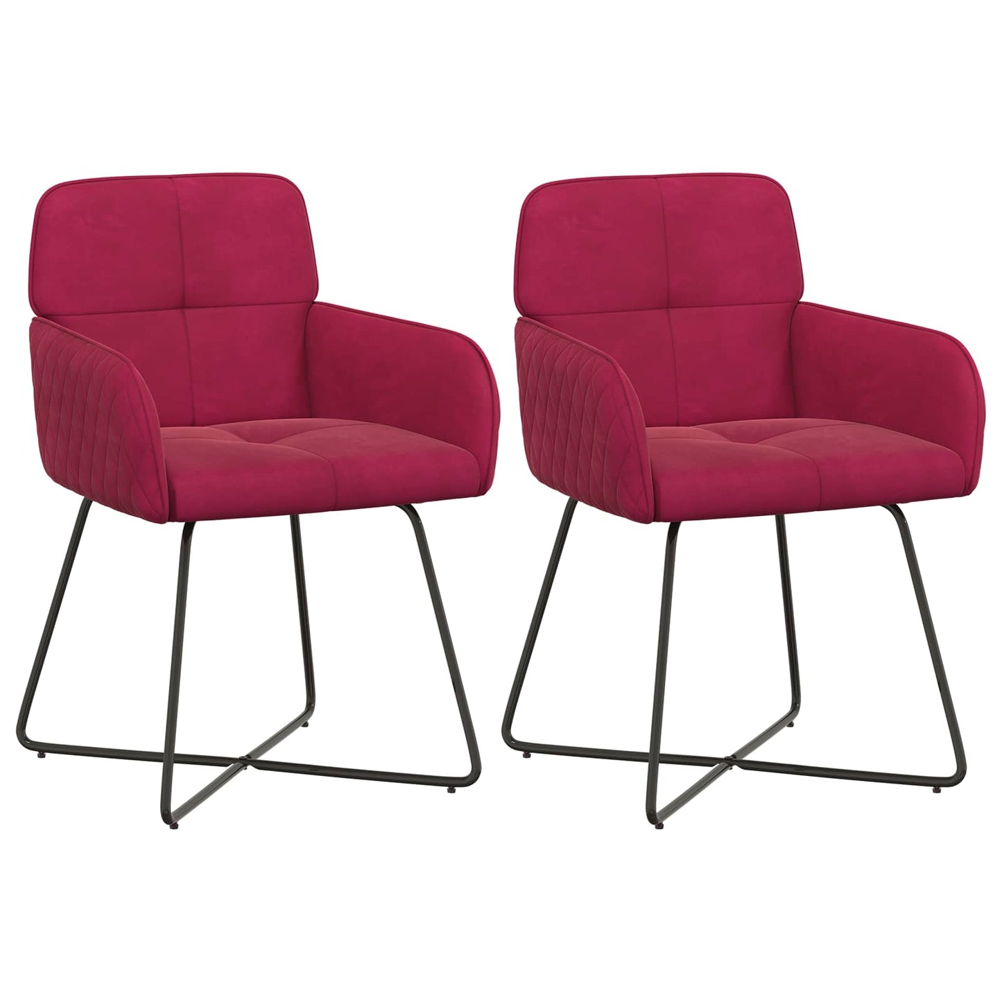 vidaXL Καρέκλες φαγητού 2 pcs Βελούδο Κόκκινο 59 x 56,5 x 86 εκ.