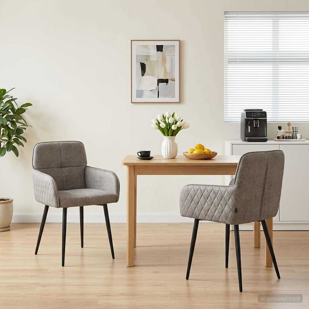 vidaXL Καρέκλες φαγητού 2 pcs Φιλικό Δερμάτινο Σουέντ Ανοιχτό γκρι