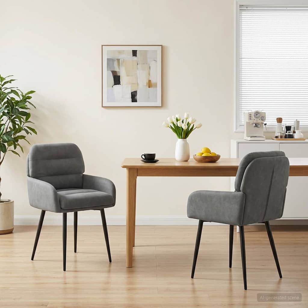 vidaXL Καρέκλες φαγητού 2 pcs Βελούδο Σκούρο Γκρι 59 x 59,5 x 90 εκ
