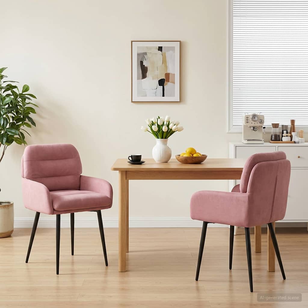 vidaXL Καρέκλες φαγητού 2 pcs Βελούδο Ροζ 59 x 59,5 x 90 εκ