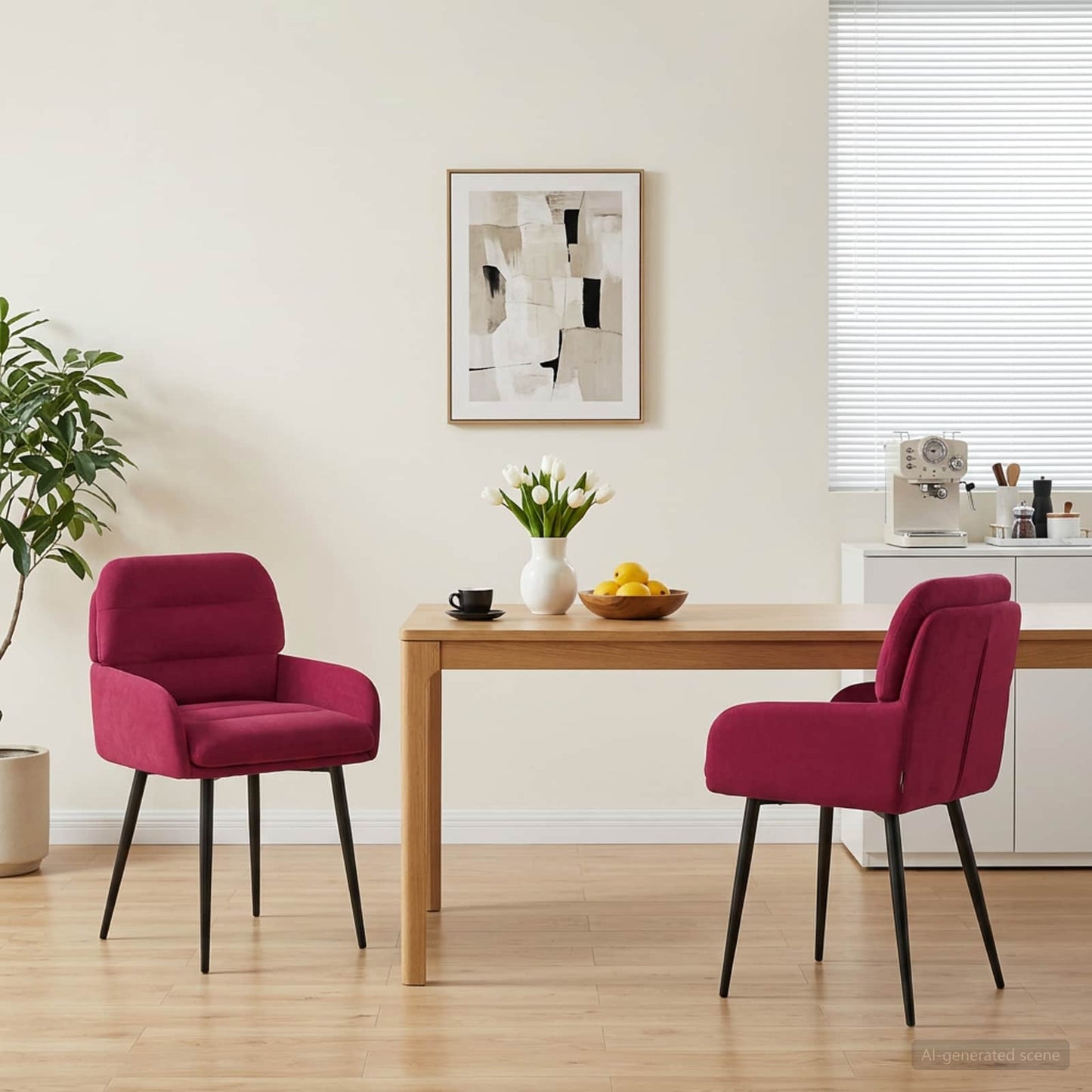 vidaXL Καρέκλες φαγητού 2 τμχ. Βελούδο Κόκκινο 59 x 59,5 x 90 εκ