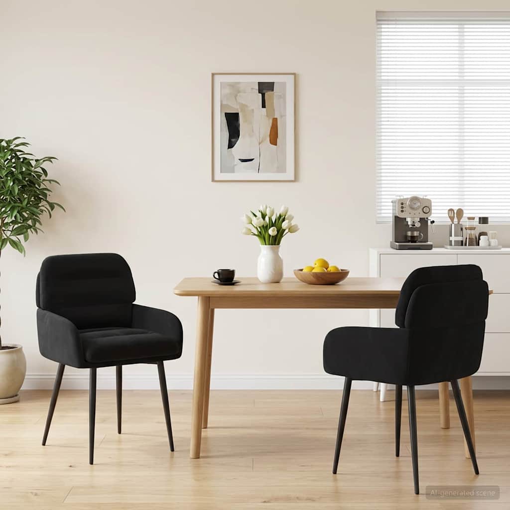 vidaXL Καρέκλες φαγητού 2 pcs Βελούδο Μαύρο 59 x 59,5 x 90 εκ