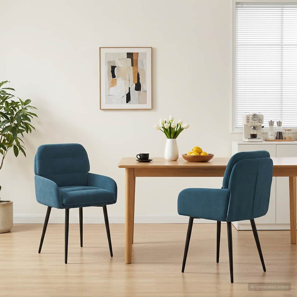 vidaXL Καρέκλες φαγητού 2 pcs Βελούδο Μπλε 59 x 59,5 x 90 εκ