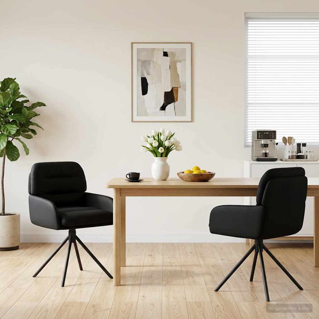vidaXL Γυριστές καρέκλες φαγητού 2 pcs Τεχνητό Δέρμα Μαύρο