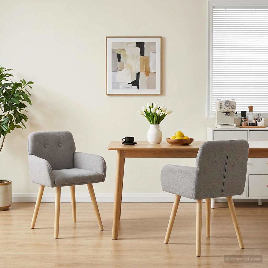 vidaXL Καρέκλες φαγητού 2 pcs Μπουκλέ Ανοιχτό γκρι 59 x 57 x 85 εκ.