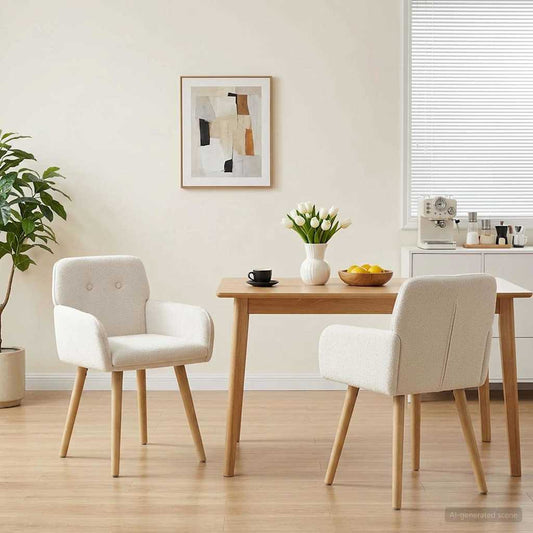 vidaXL Καρέκλες φαγητού 2 pcs Μπουκλέ Κρεμ 59 x 57 x 85 εκ.
