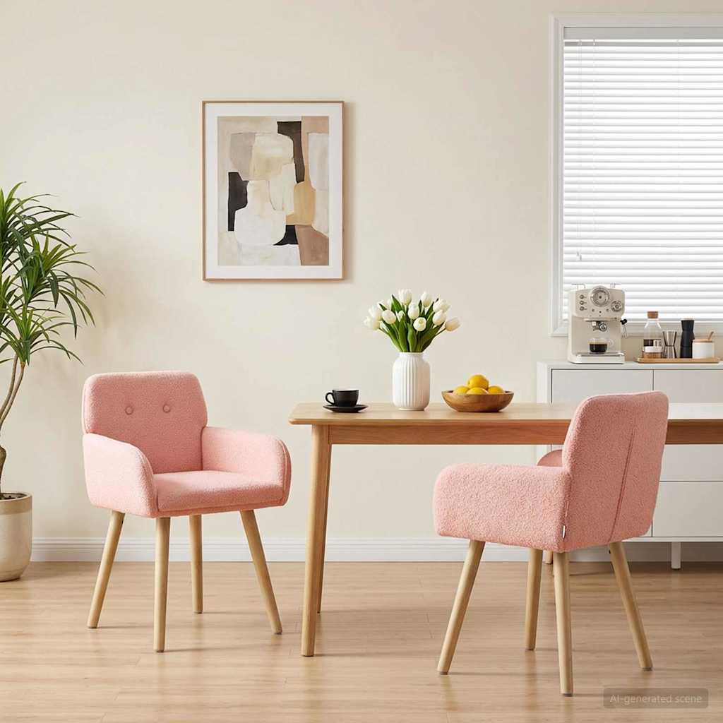 vidaXL Καρέκλες φαγητού 2 pcs Μπουκλέ Ροζ 59 x 57 x 85 εκ.
