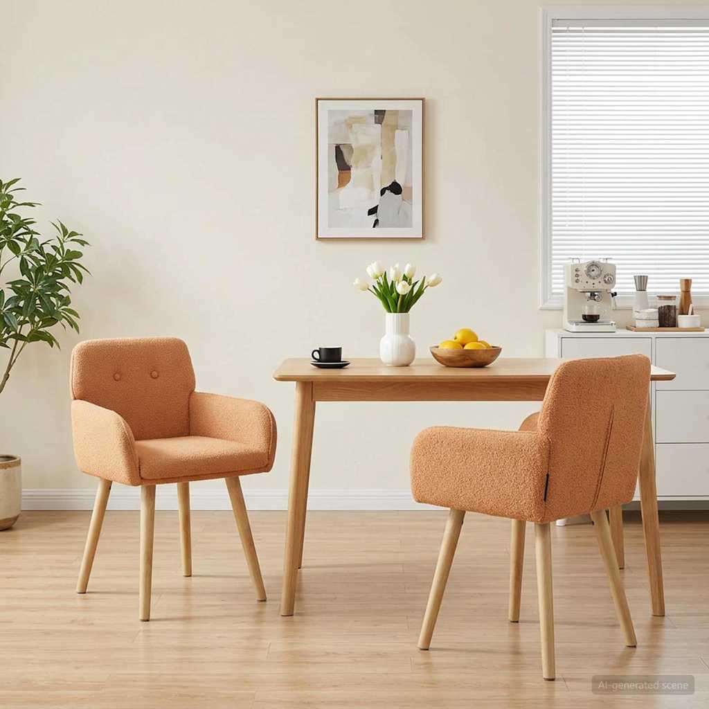 vidaXL Καρέκλες φαγητού 2 pcs Μπουκλέ Μπεζ 59 x 57 x 85 εκ.