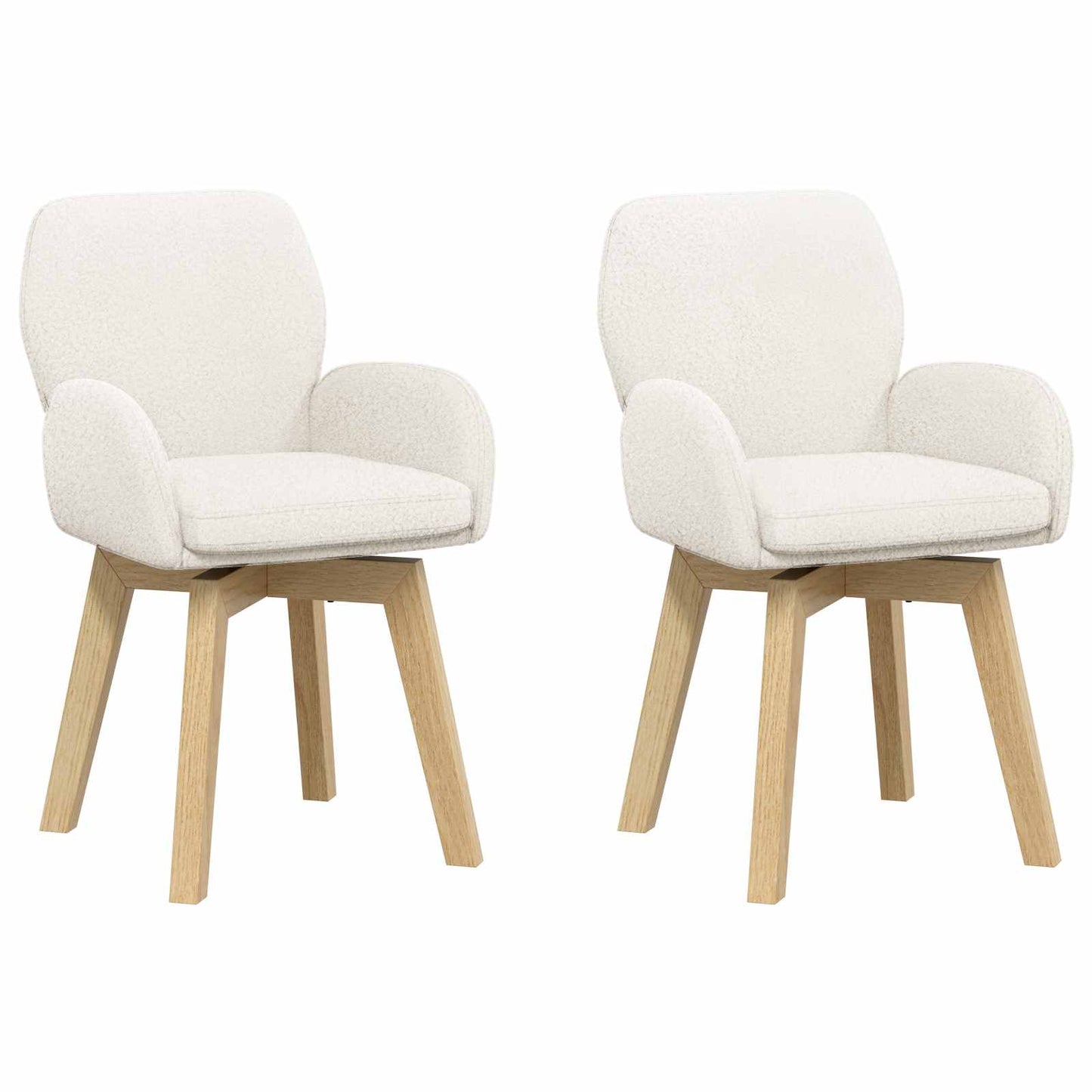 vidaXL Γυριστές καρέκλες φαγητού 2 pcs Μπουκλέ Κρεμ 54 x 58 x 87 εκ.