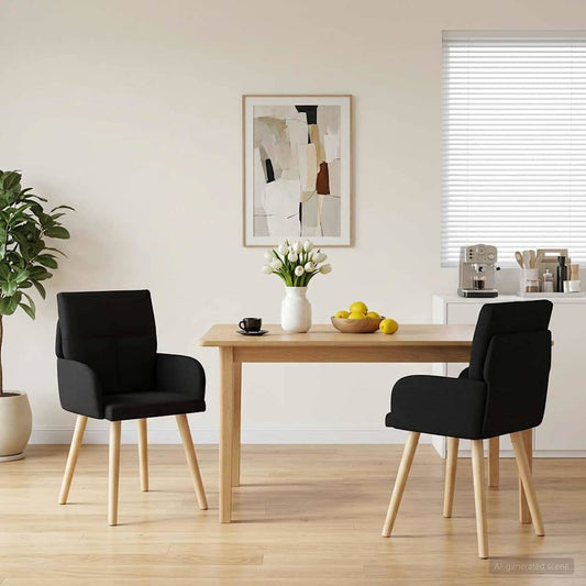 vidaXL Καρέκλες φαγητού 2 τμχ. Ύφασμα Μαύρο 60 x 56 x 93 cm