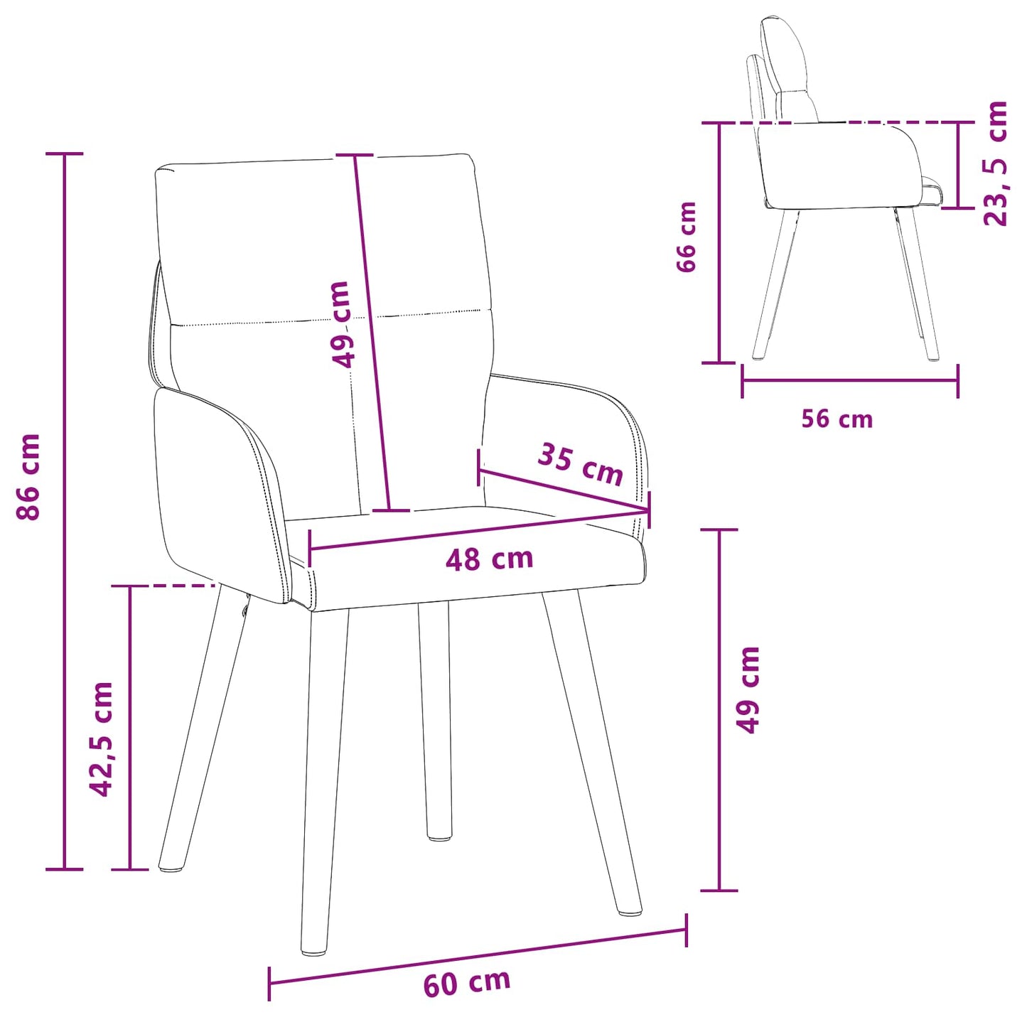 vidaXL Καρέκλες φαγητού 2 pcs Ύφασμα Taupe 60 x 56 x 96 εκ
