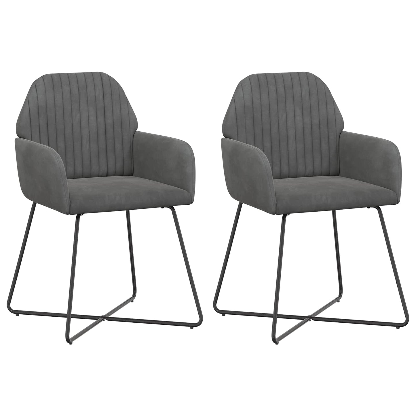 vidaXL Καρέκλες φαγητού 2 pcs Βελούδο Σκούρο Γκρι 55 x 50 x 84 εκ.