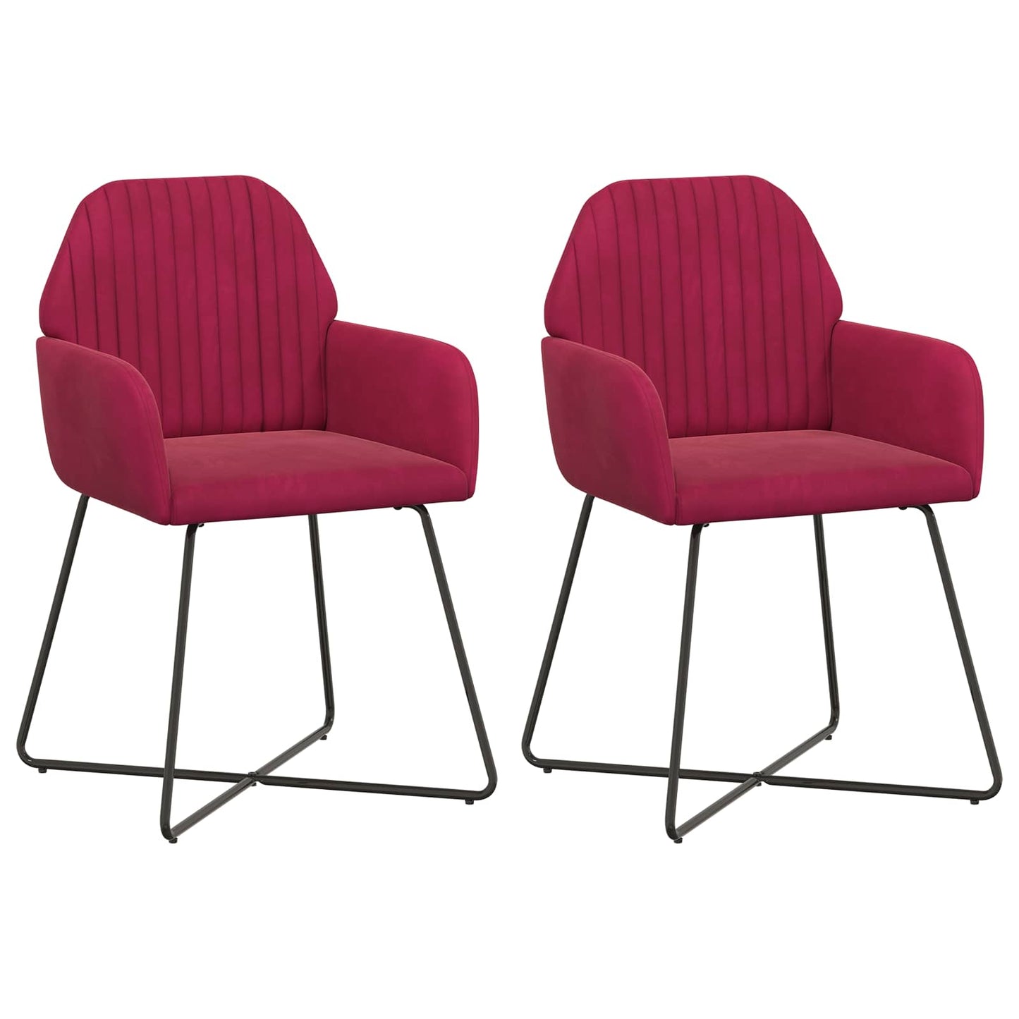vidaXL Καρέκλες φαγητού 2 pcs Βελούδο Κόκκινο 55 x 50 x 84 εκ.