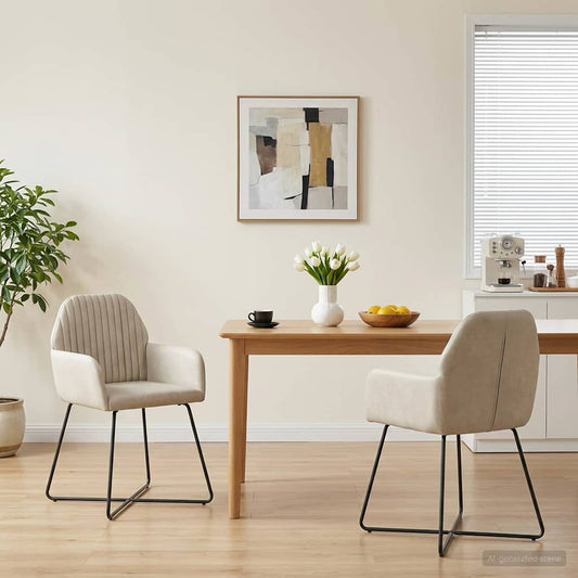vidaXL Καρέκλες φαγητού 2 pcs Βελούδο Κρεμ 55 x 50 x 84 εκ.