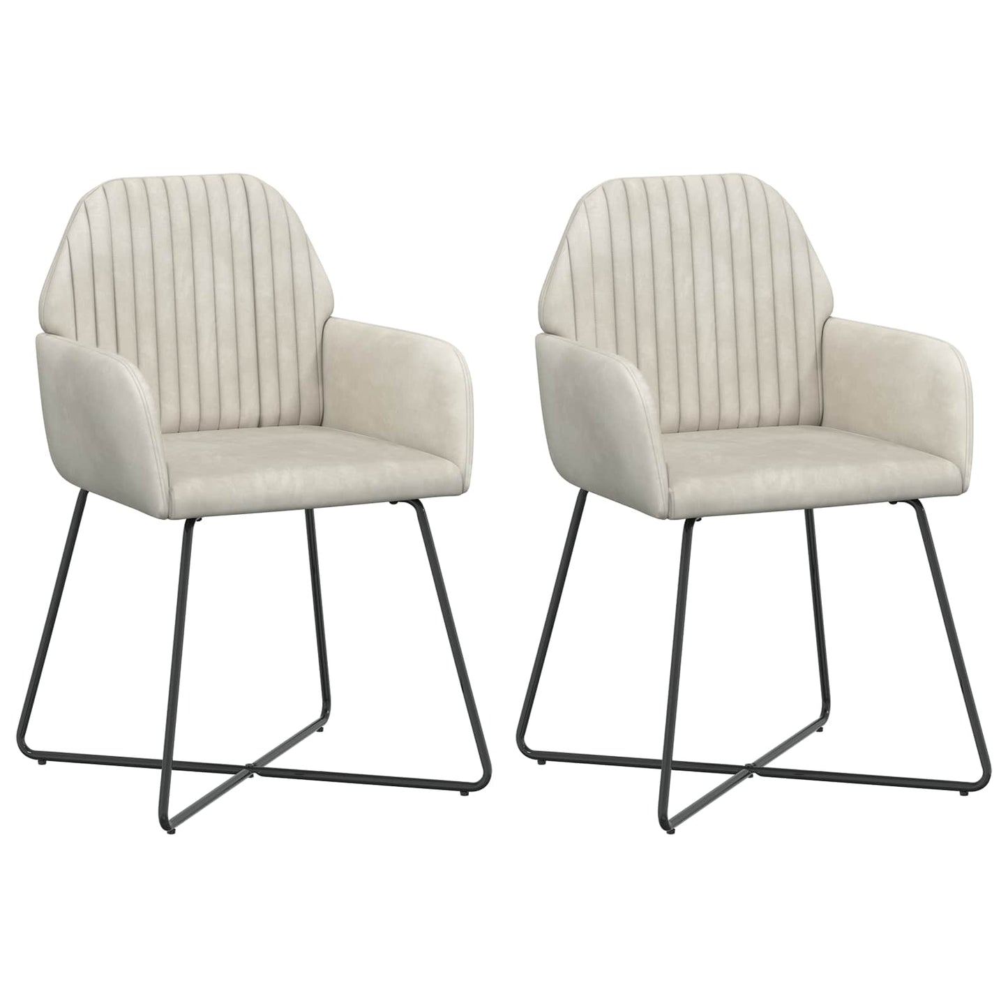 vidaXL Καρέκλες φαγητού 2 pcs Βελούδο Κρεμ 55 x 50 x 84 εκ.