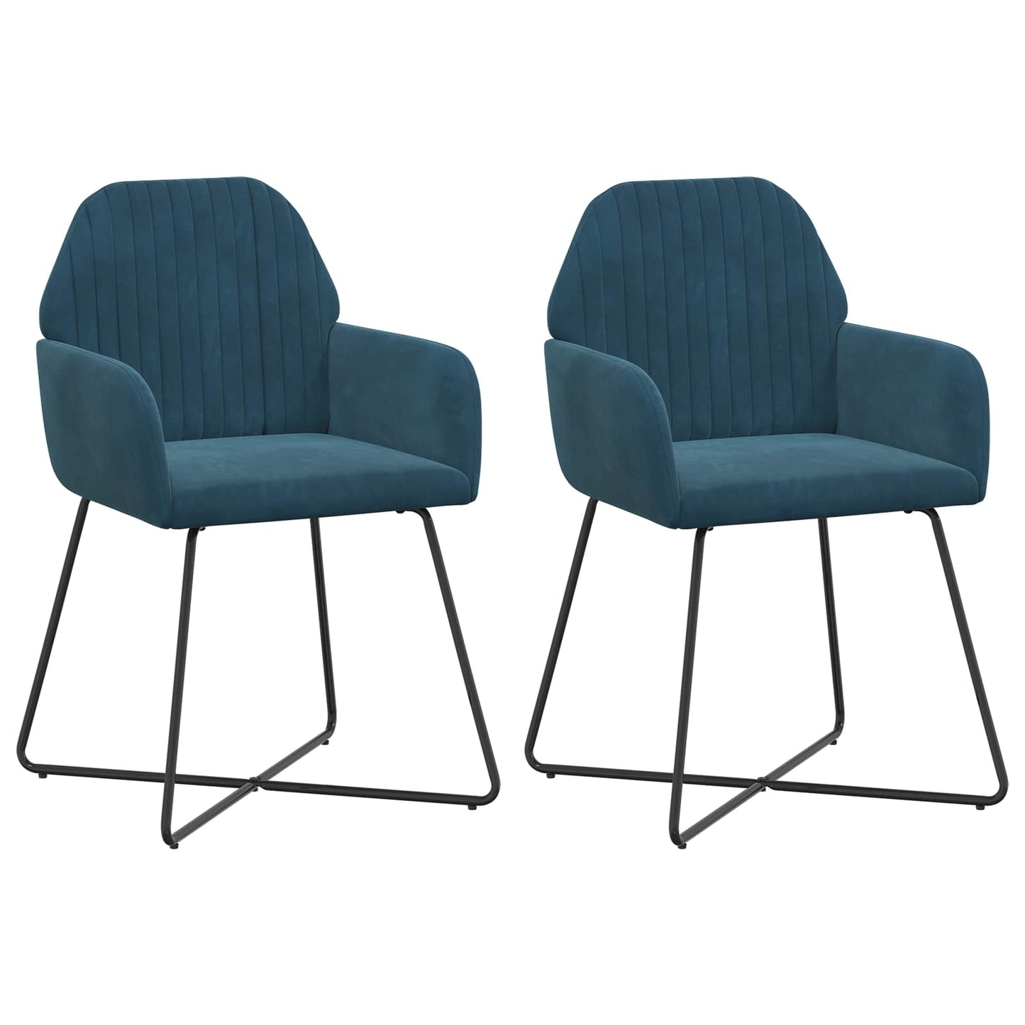 vidaXL Καρέκλες φαγητού 2 pcs Βελούδο Μπλε 55 x 50 x 84 εκ.