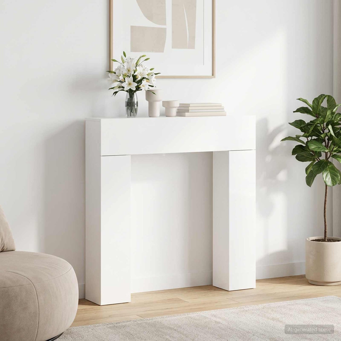 vidaXL Περίβλημα τζακιού Λευκό 102 x 18 x 100,5 εκ Επεξεργασμένο Ξύλο