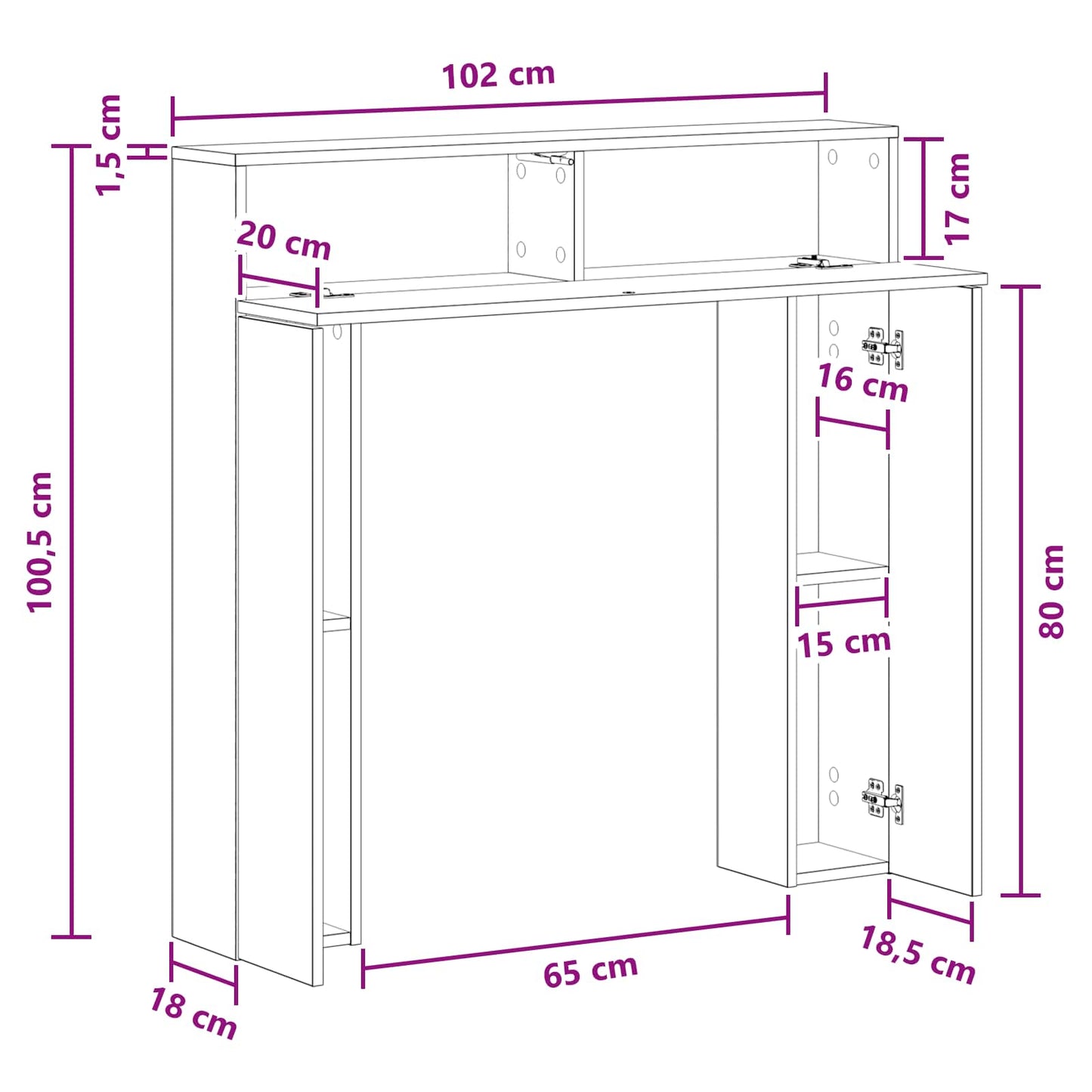 vidaXL Περίβλημα τζακιού Παλαιωμένο ξύλο 102 x 18 x 100,5 εκ