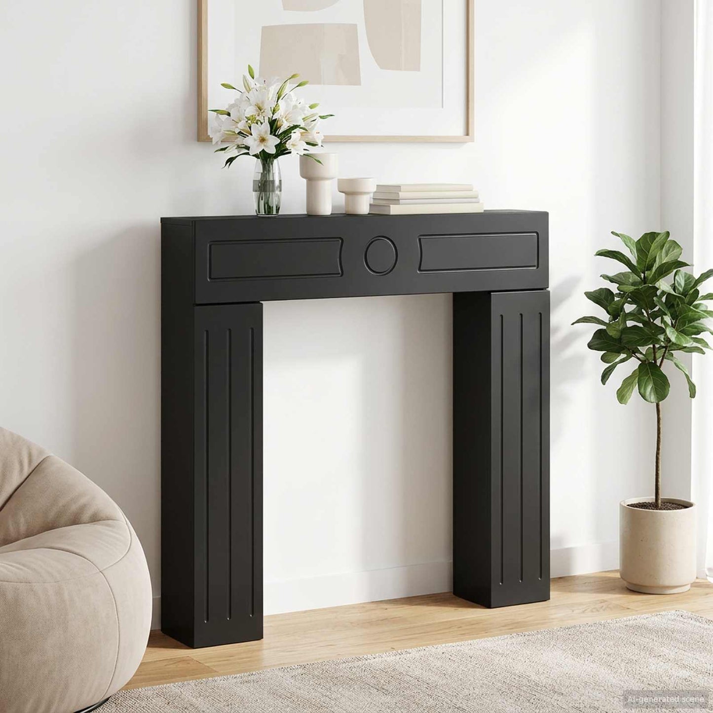 vidaXL Περίβλημα τζακιού Μαύρο 102 x 18 x 100,5 εκ Επεξεργασμένο Ξύλο