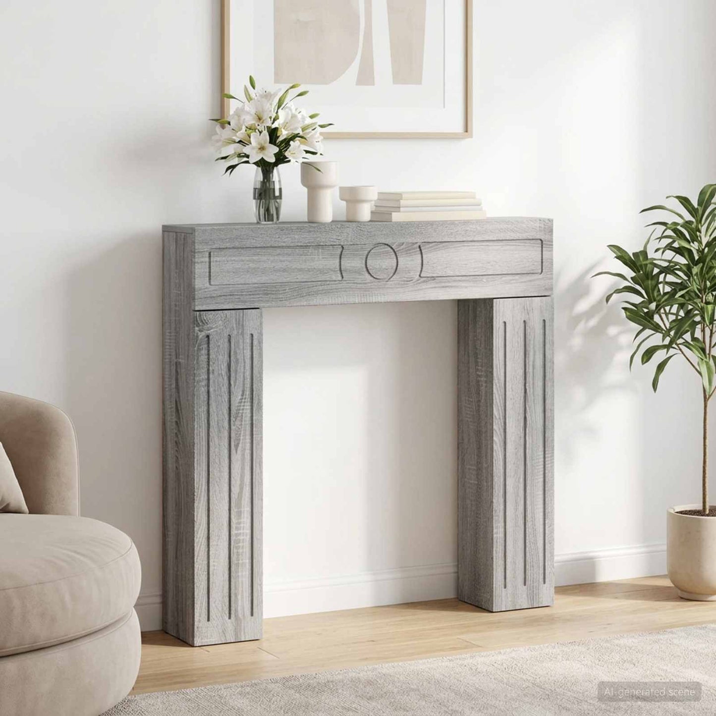 vidaXL Περίβλημα τζακιού Γκρι Sonoma 102 x 18 x 100,5 εκ