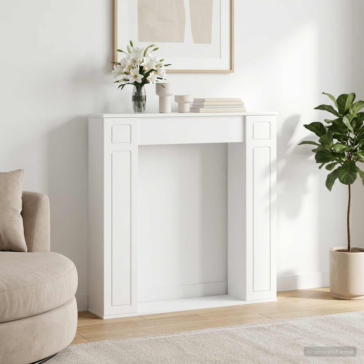 vidaXL Περίβλημα τζακιού Λευκό 100 x 20 x 100 cm Επεξεργασμένο Ξύλο