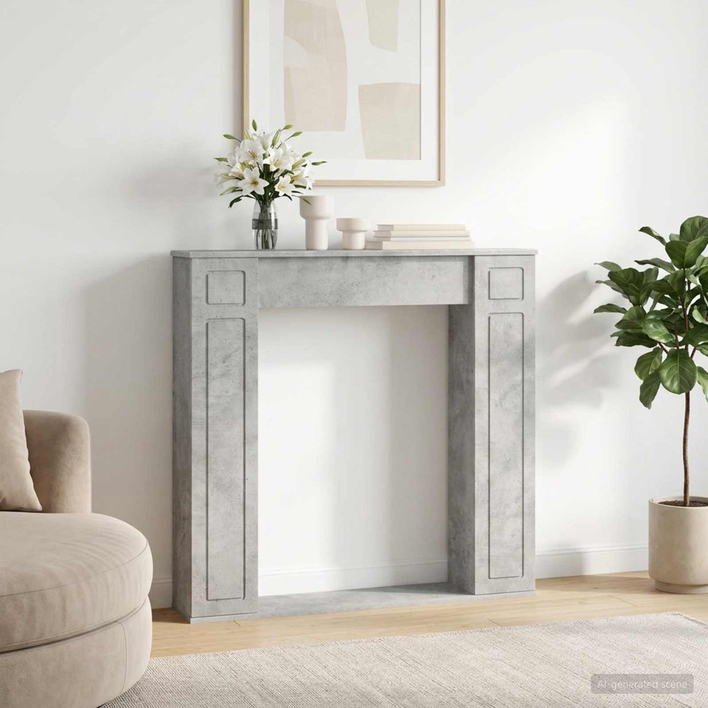vidaXL Περίβλημα τζακιού Γκρι Σκυροδέματος 100 x 20 x 100 cm