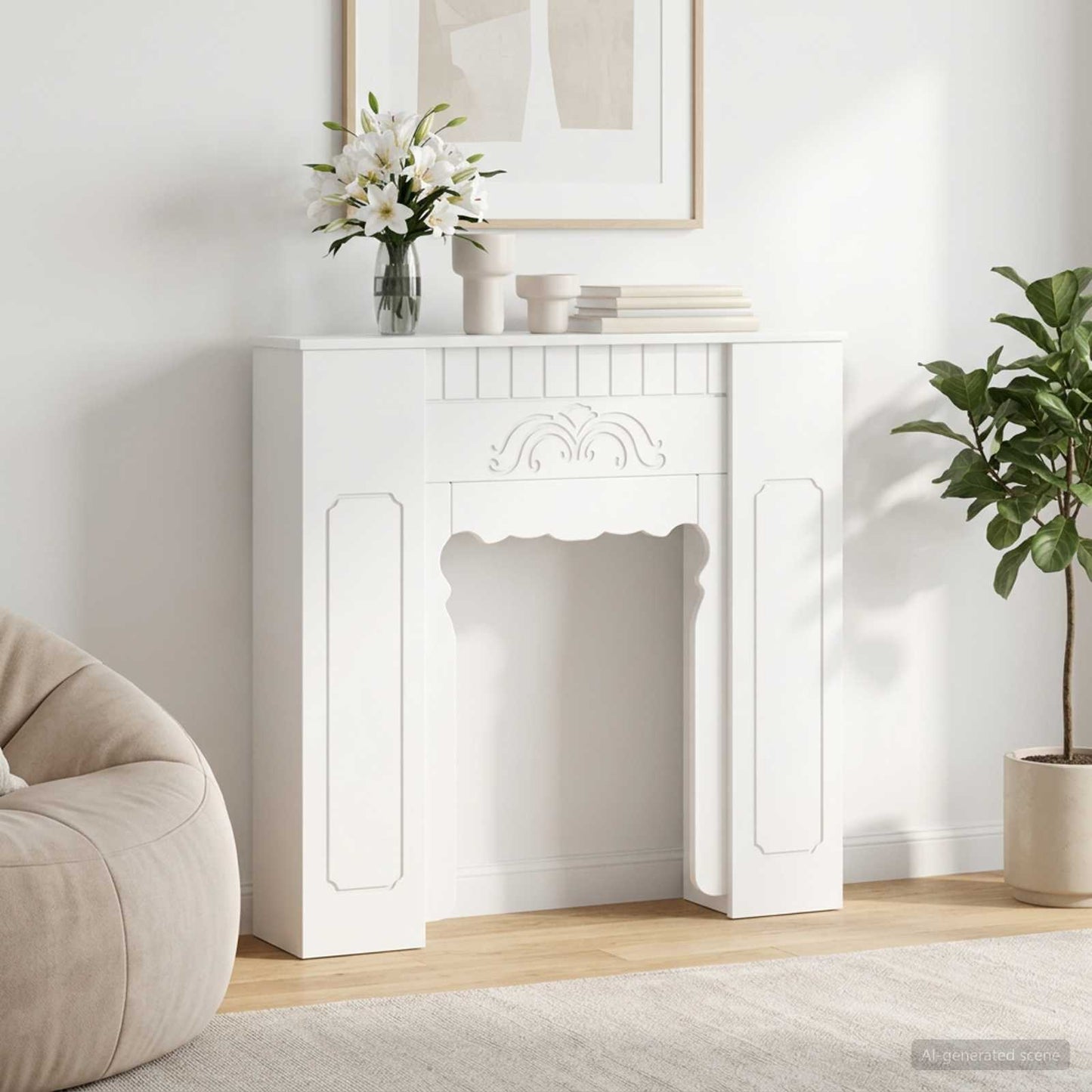 vidaXL Περίβλημα τζακιού Λευκό 93 x 20 x 89 εκ Επεξεργασμένο Ξύλο