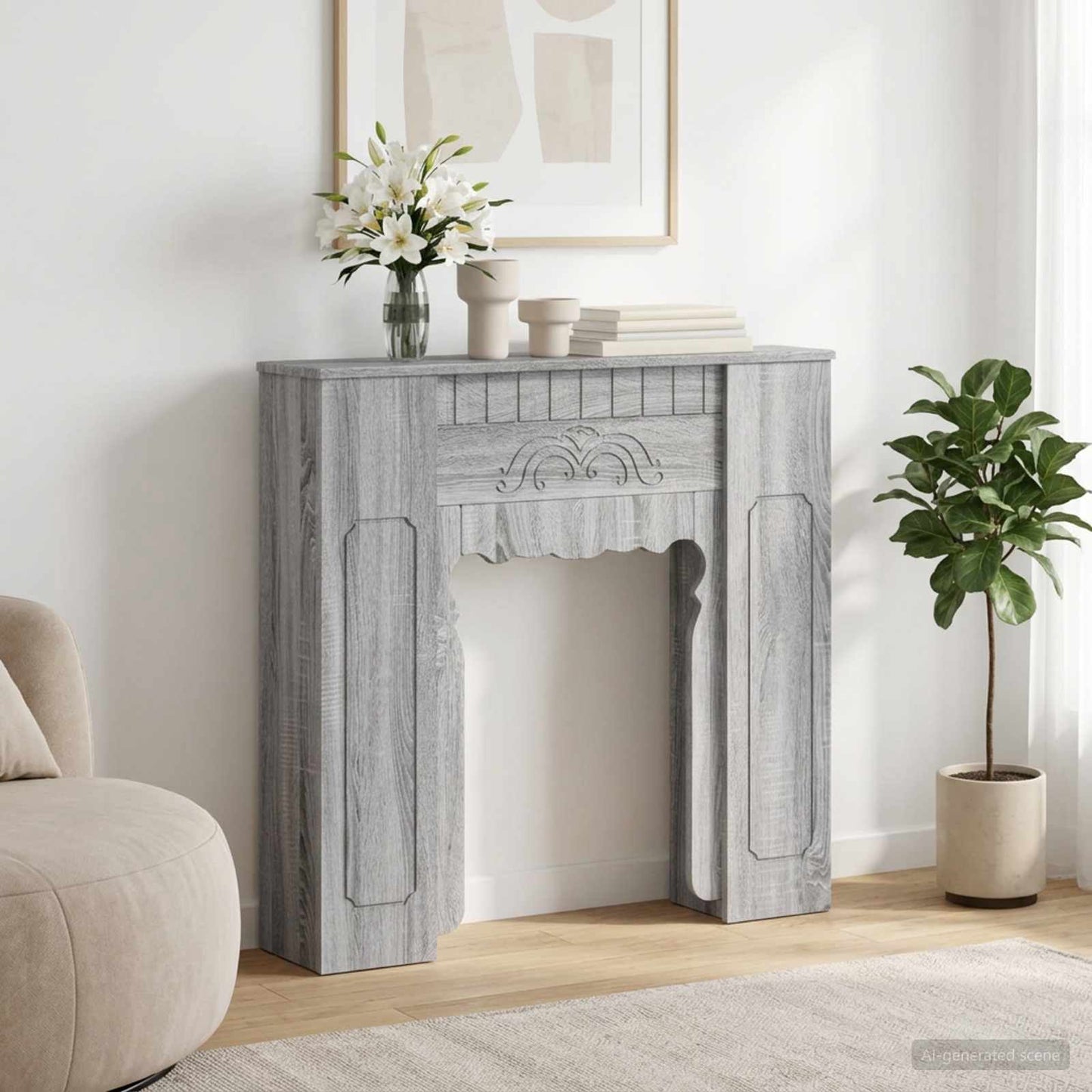 vidaXL Περίβλημα τζακιού Γκρι Sonoma 93 x 20 x 89 εκ