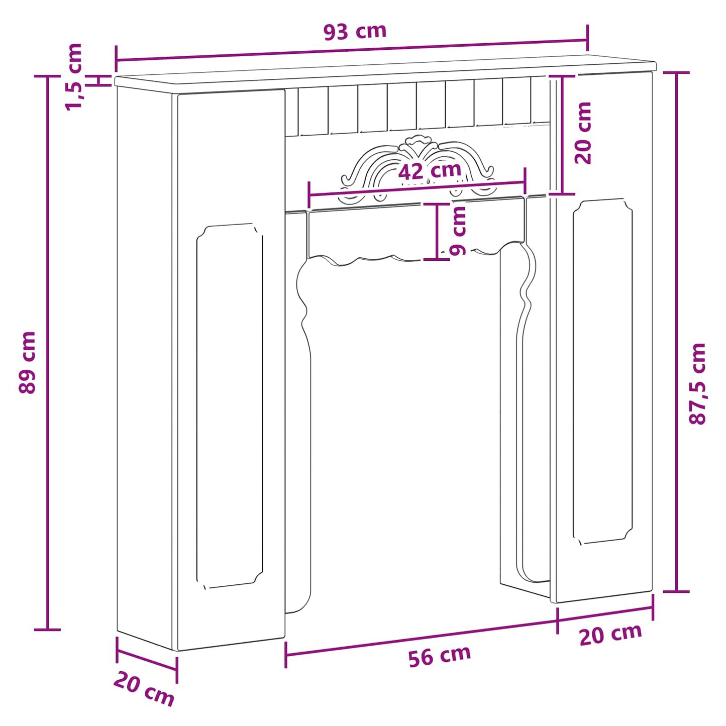 vidaXL Περίβλημα τζακιού Παλαιωμένο ξύλο 93 x 20 x 89 εκ