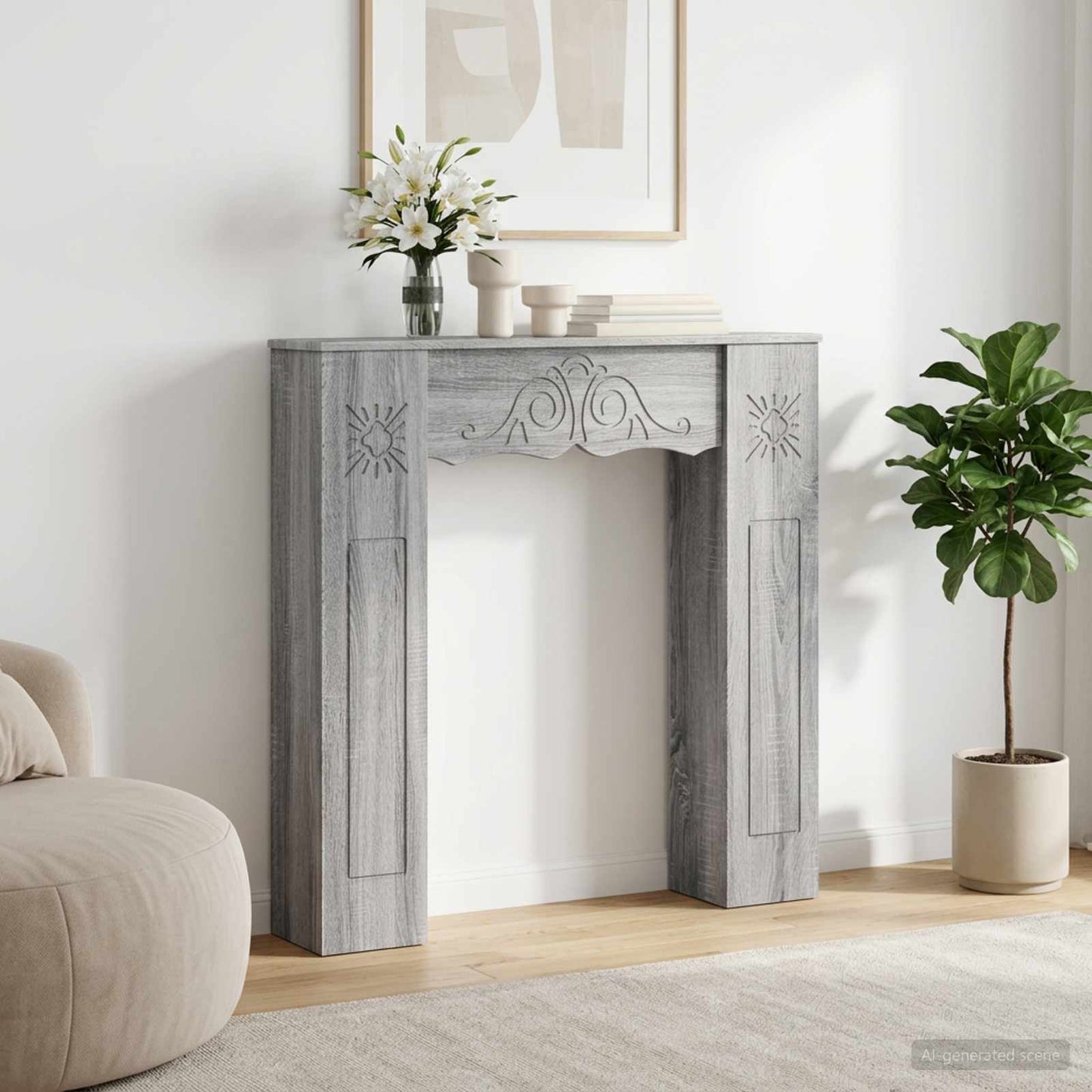 vidaXL Περίβλημα τζακιού Γκρι Sonoma 102 x 20 x 102 εκ