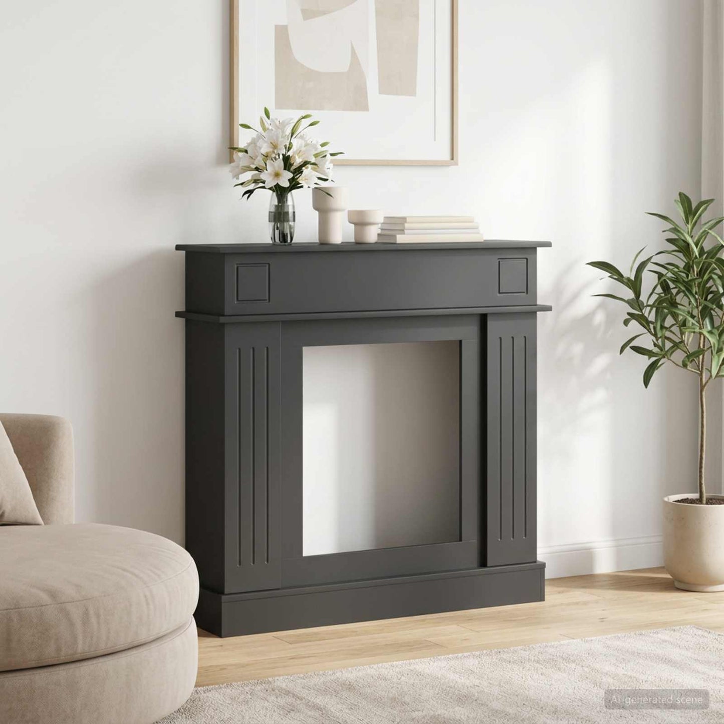 vidaXL Περίβλημα τζακιού Μαύρο 102 x 26 x 100 εκ Επεξεργασμένο Ξύλο
