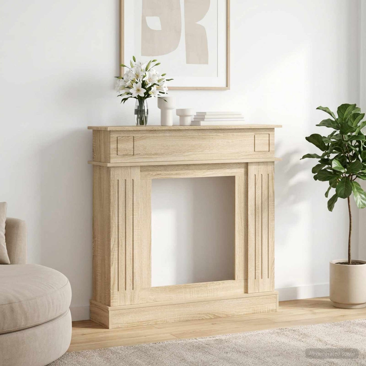 vidaXL Περίβλημα τζακιού Sonoma Δρυς 102 x 26 x 100 εκ
