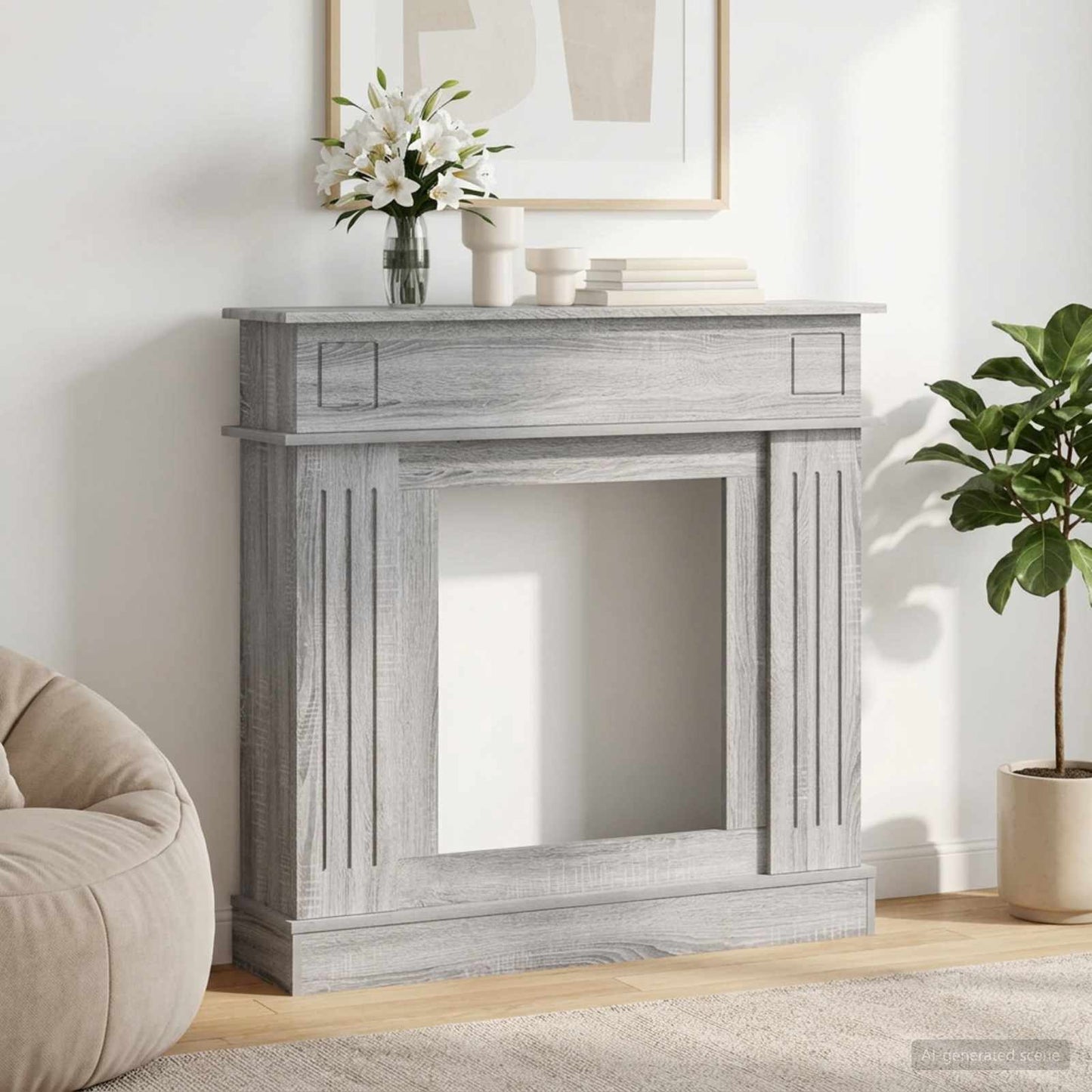vidaXL Περίβλημα τζακιού Γκρι Sonoma 102 x 26 x 100 εκ