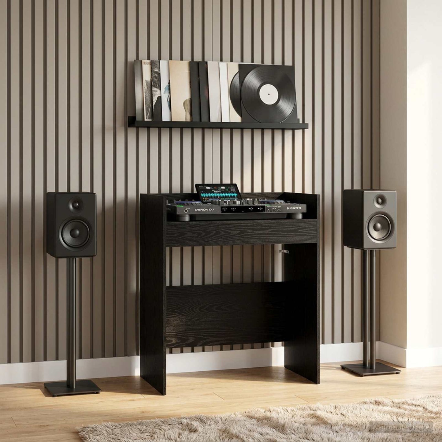 vidaXL Πίνακας DJ Μαύρη Δρυς 102 x 45 x 102 εκ. Επεξεργασμένο Ξύλο