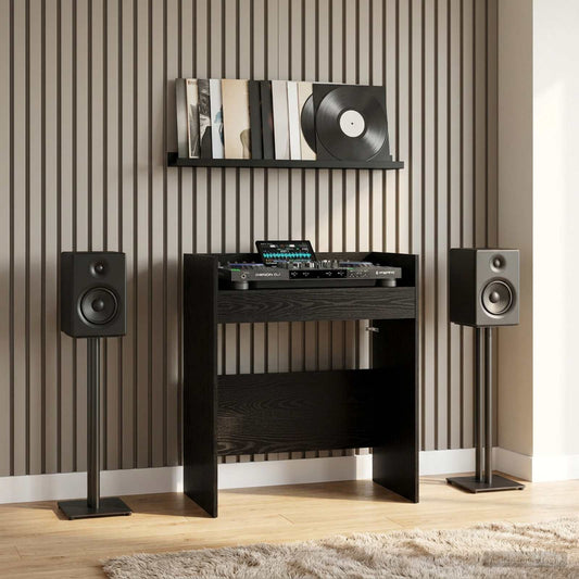 vidaXL Πίνακας DJ Μαύρη Δρυς 102 x 45 x 102 εκ. Επεξεργασμένο Ξύλο