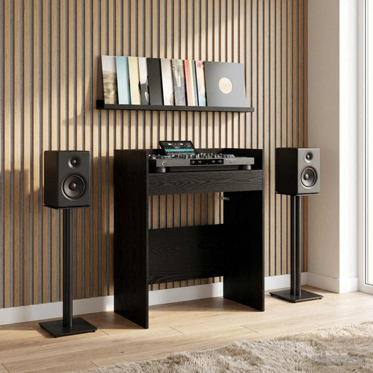 vidaXL Πίνακας DJ Μαύρη Δρυς 82 x 45 x 102 εκ. Επεξεργασμένο Ξύλο