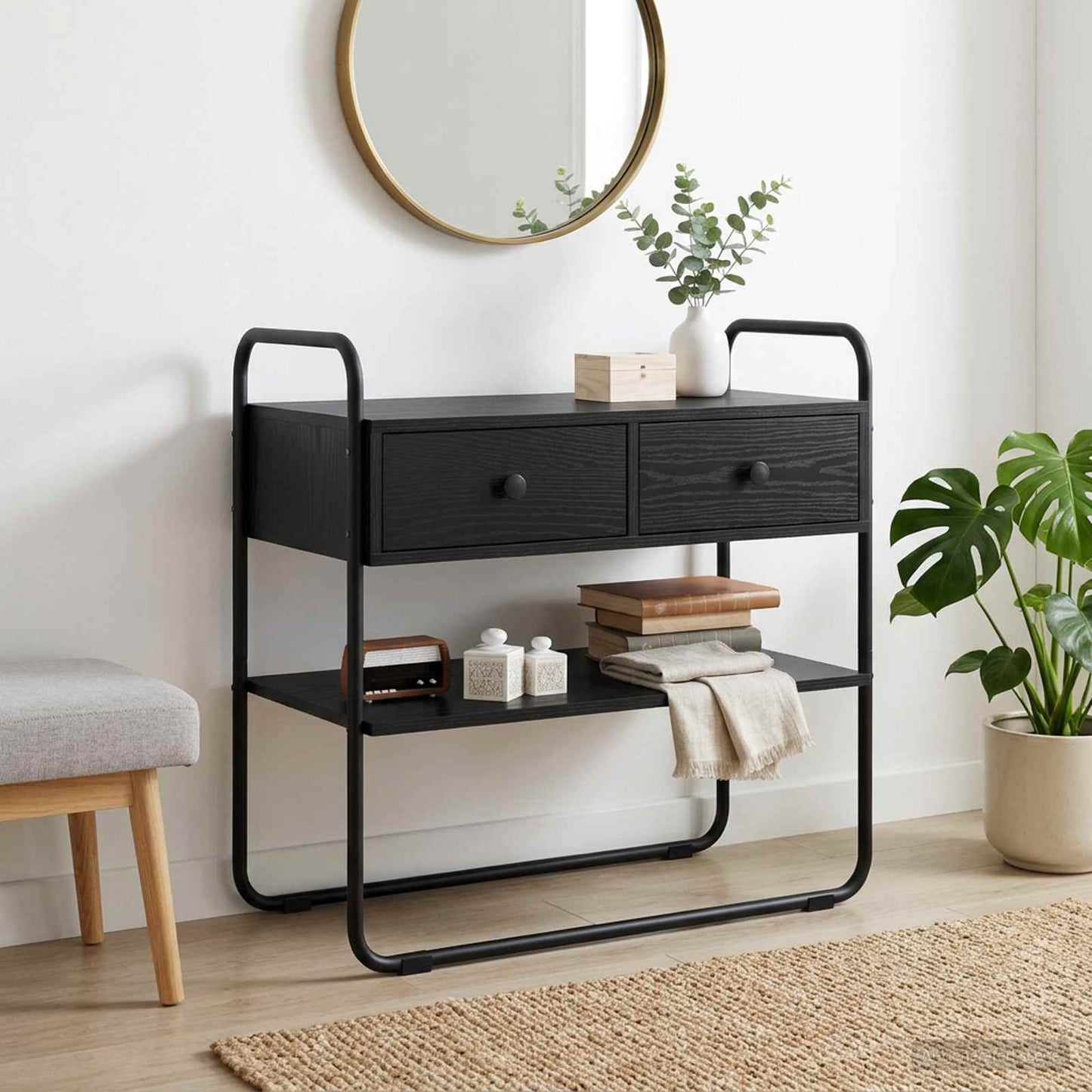 vidaXL Τραπέζι κονσόλας Μαύρη Δρυς 100 x 40 x 75 cm Επεξεργασμένο Ξύλο