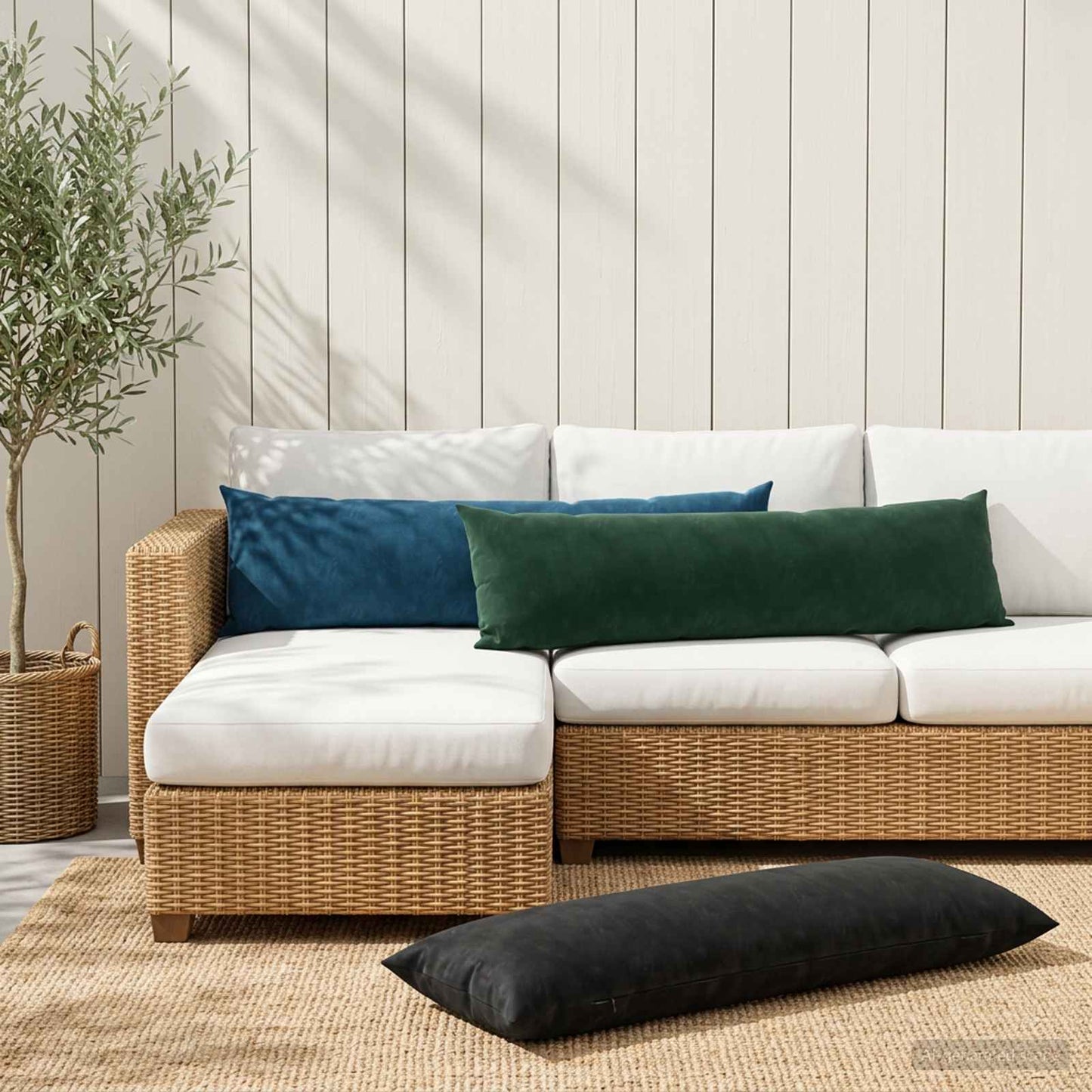 vidaXL Μαξιλάρι με μαξιλάρι HEERLEN Μπλε 40 x 145 εκ. Βελούδο