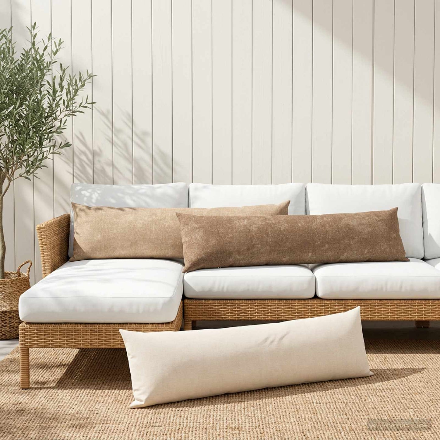 vidaXL Μαξιλάρι 2 τμχ. HEERLEN Καφέ 40 x 145 εκ. Ύφασμα Chenille