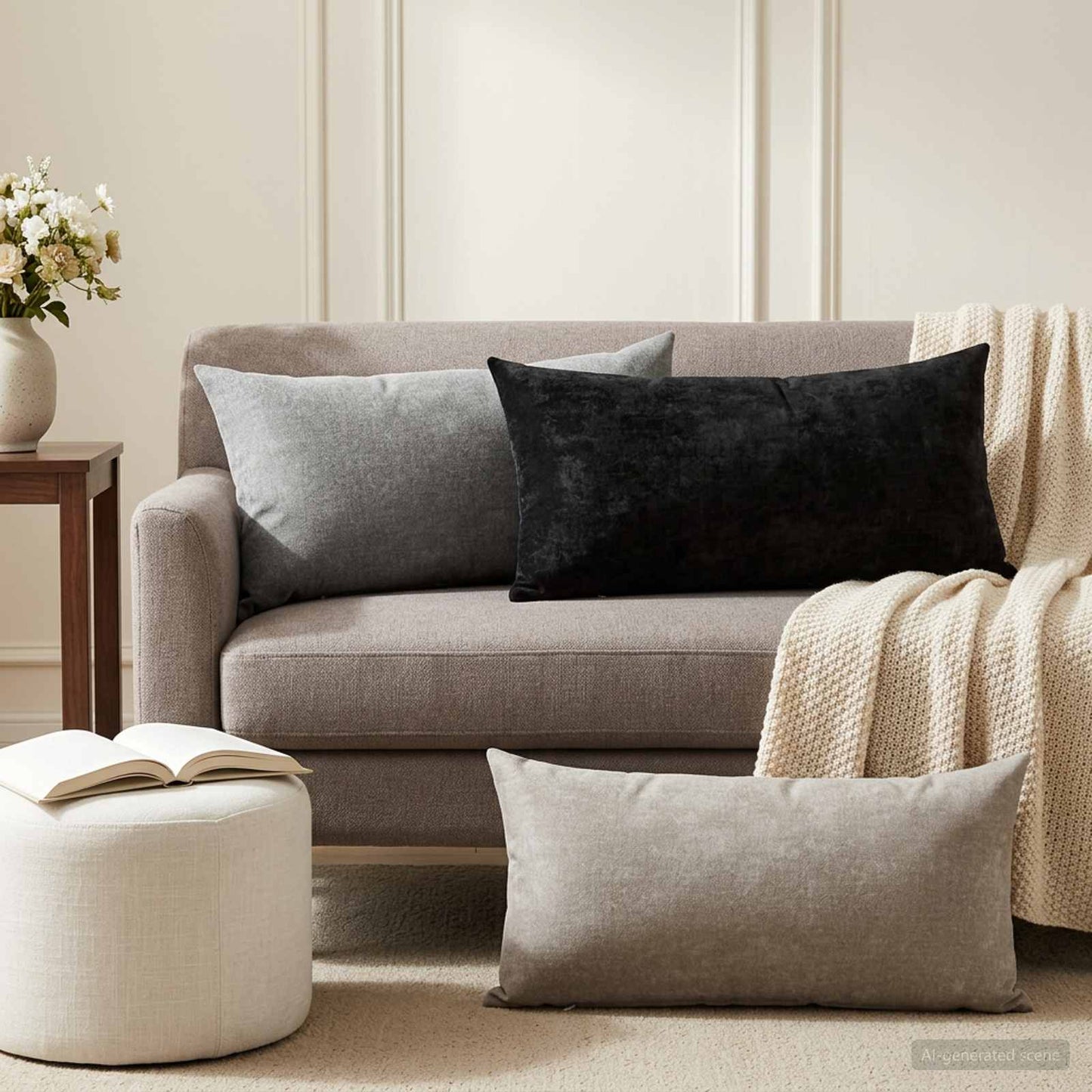 vidaXL Μαξιλάρι 2 τμχ. HEERLEN Ανοιχτό γκρι 40 x 80 cm Ύφασμα Chenille