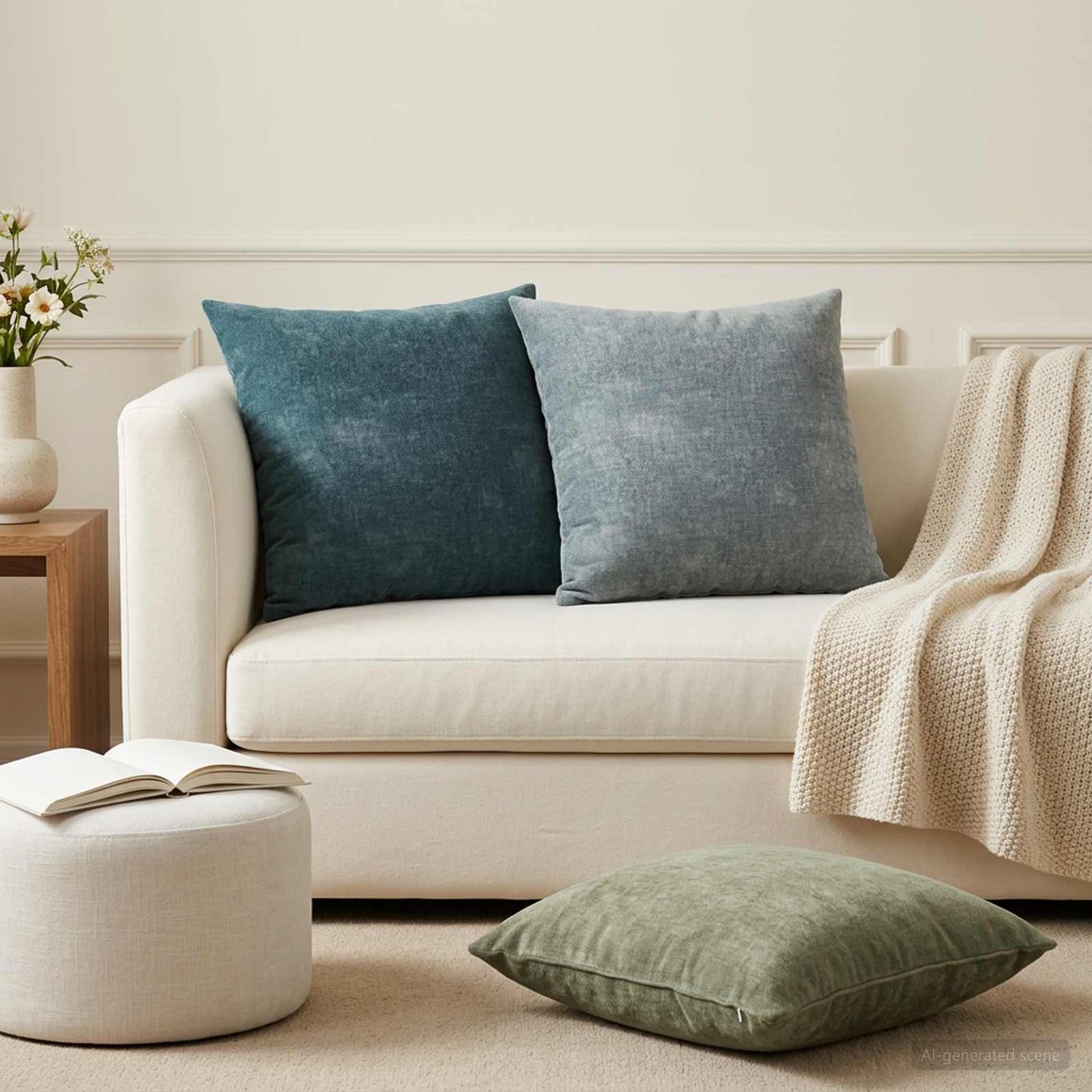 vidaXL Μαξιλάρι 2 τμχ. HEERLEN Γαλάζιο 55 x 55 εκ Ύφασμα Chenille