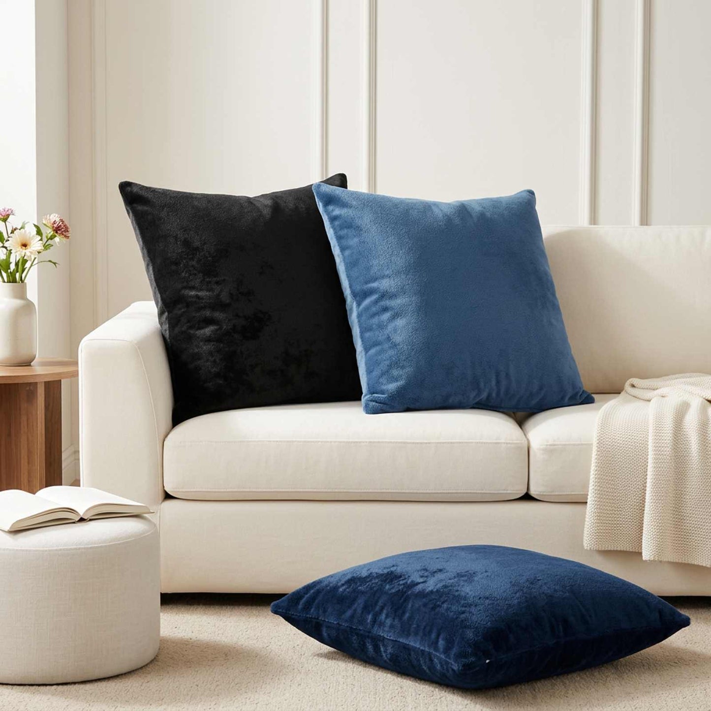 vidaXL Μαξιλάρι Ρίψης 2 τμχ. HEERLEN Σκούρο μπλε 65 x 65 cm Φανέλα