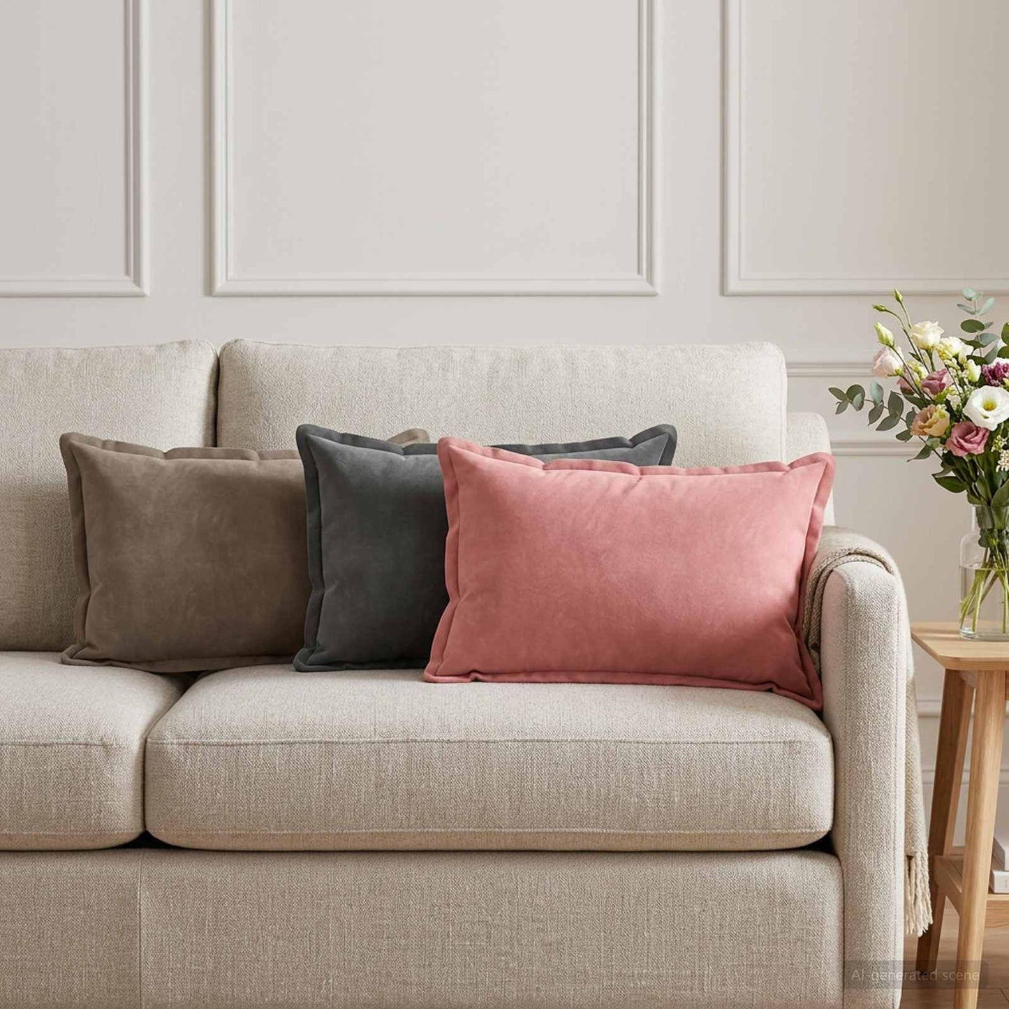 vidaXL Μαξιλάρι με μαξιλάρι HOUTEN 2 τμχ. Ανοιχτό γκρι Βελούδο