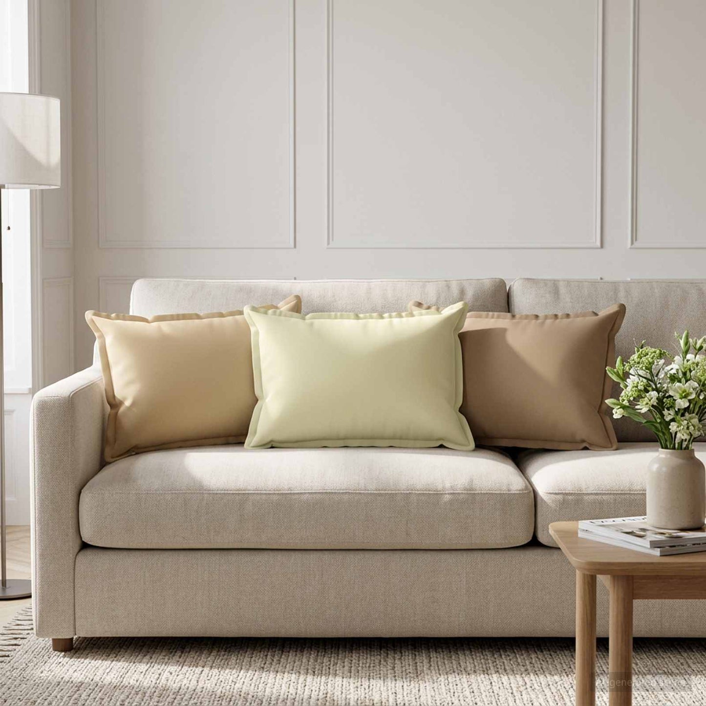 vidaXL Μαξιλάρι με μαξιλάρι HOUTEN 2 τμχ. Μπεζ Πολυεστέρας